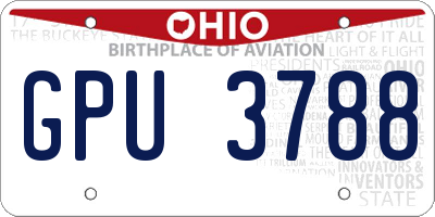 OH license plate GPU3788