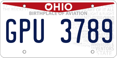 OH license plate GPU3789