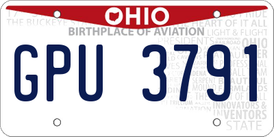 OH license plate GPU3791