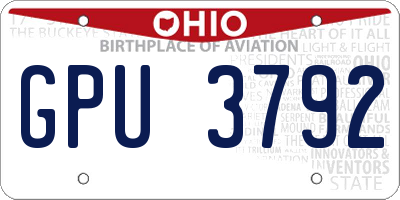 OH license plate GPU3792
