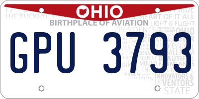 OH license plate GPU3793