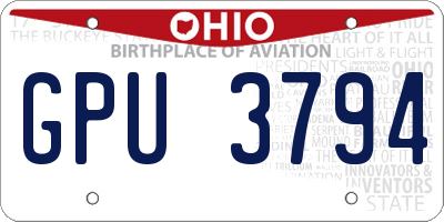 OH license plate GPU3794