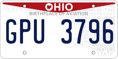 OH license plate GPU3796