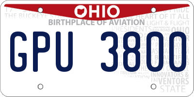 OH license plate GPU3800