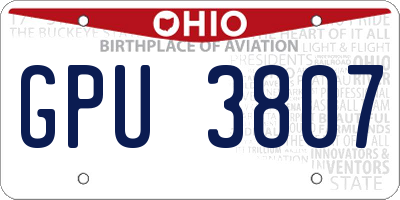 OH license plate GPU3807