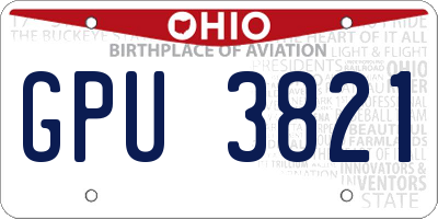 OH license plate GPU3821