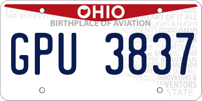 OH license plate GPU3837