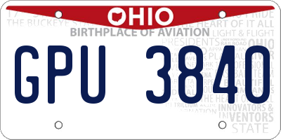 OH license plate GPU3840