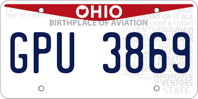 OH license plate GPU3869