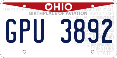OH license plate GPU3892
