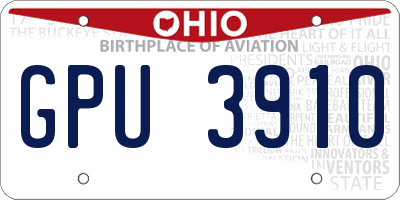 OH license plate GPU3910