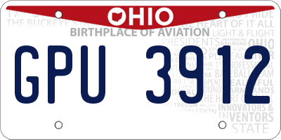 OH license plate GPU3912
