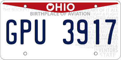 OH license plate GPU3917