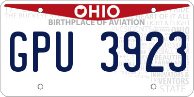 OH license plate GPU3923