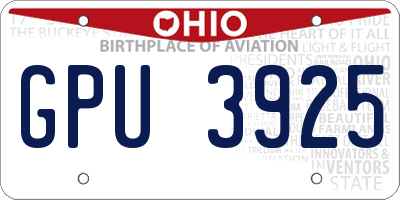OH license plate GPU3925