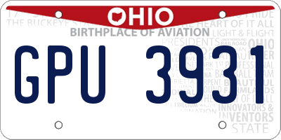 OH license plate GPU3931