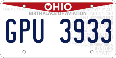OH license plate GPU3933