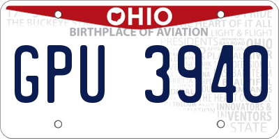 OH license plate GPU3940