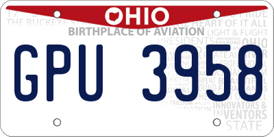 OH license plate GPU3958