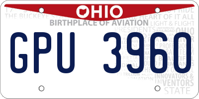 OH license plate GPU3960