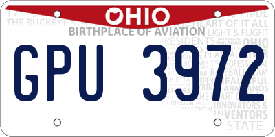 OH license plate GPU3972