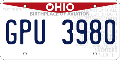 OH license plate GPU3980