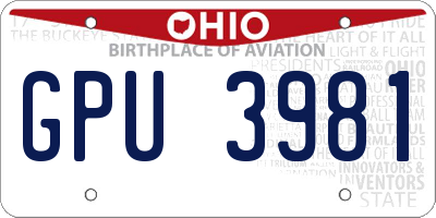 OH license plate GPU3981