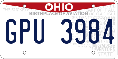 OH license plate GPU3984