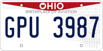 OH license plate GPU3987