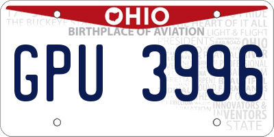 OH license plate GPU3996