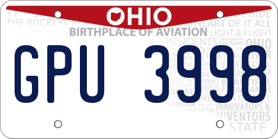 OH license plate GPU3998