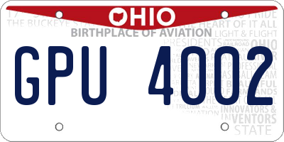 OH license plate GPU4002