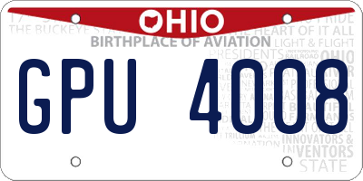 OH license plate GPU4008