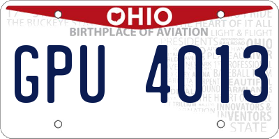 OH license plate GPU4013