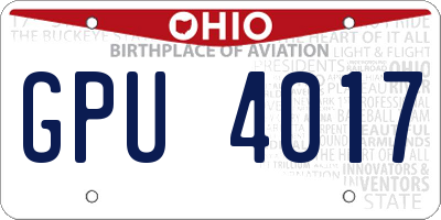 OH license plate GPU4017