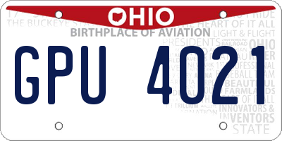 OH license plate GPU4021