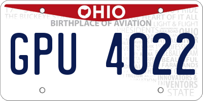 OH license plate GPU4022