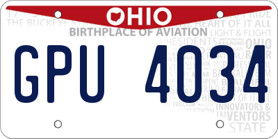 OH license plate GPU4034