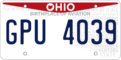 OH license plate GPU4039
