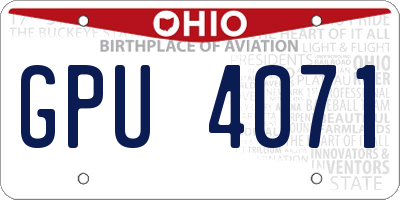 OH license plate GPU4071