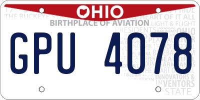 OH license plate GPU4078