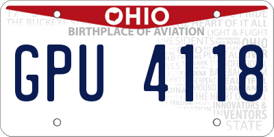 OH license plate GPU4118