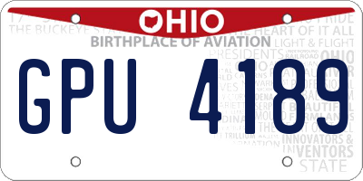 OH license plate GPU4189