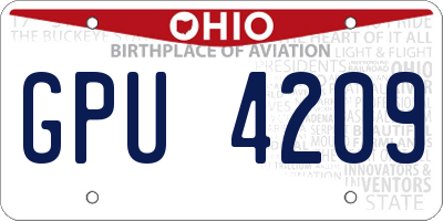 OH license plate GPU4209