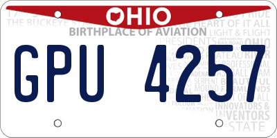 OH license plate GPU4257