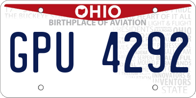 OH license plate GPU4292