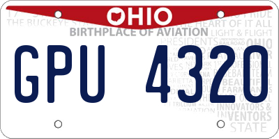 OH license plate GPU4320