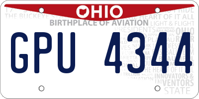 OH license plate GPU4344