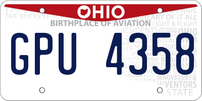 OH license plate GPU4358