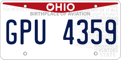 OH license plate GPU4359
